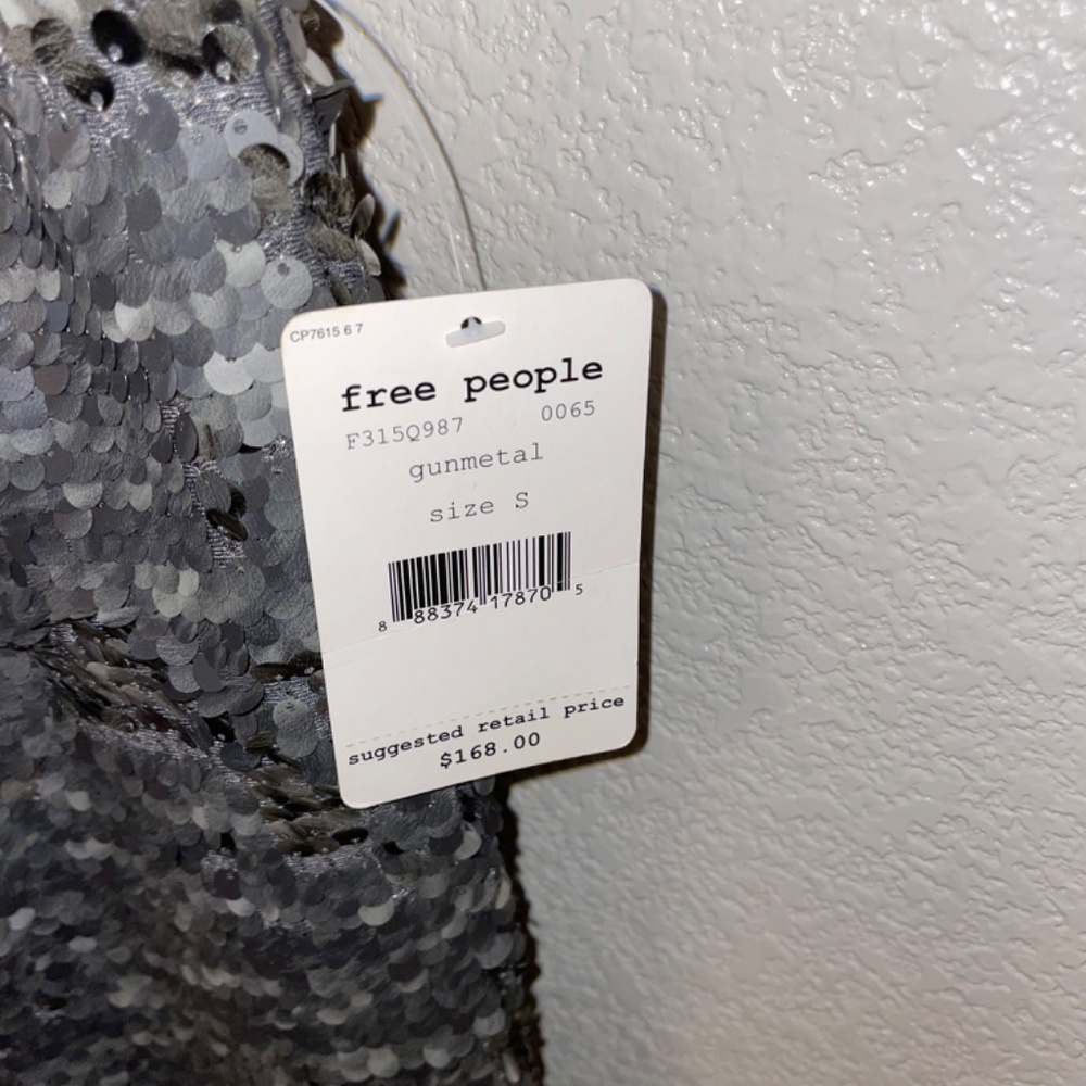FREE PEOPLE Sequin Party Gunmetal Gray Drawstring Jogger Pants Size S - Picture 3 of 14